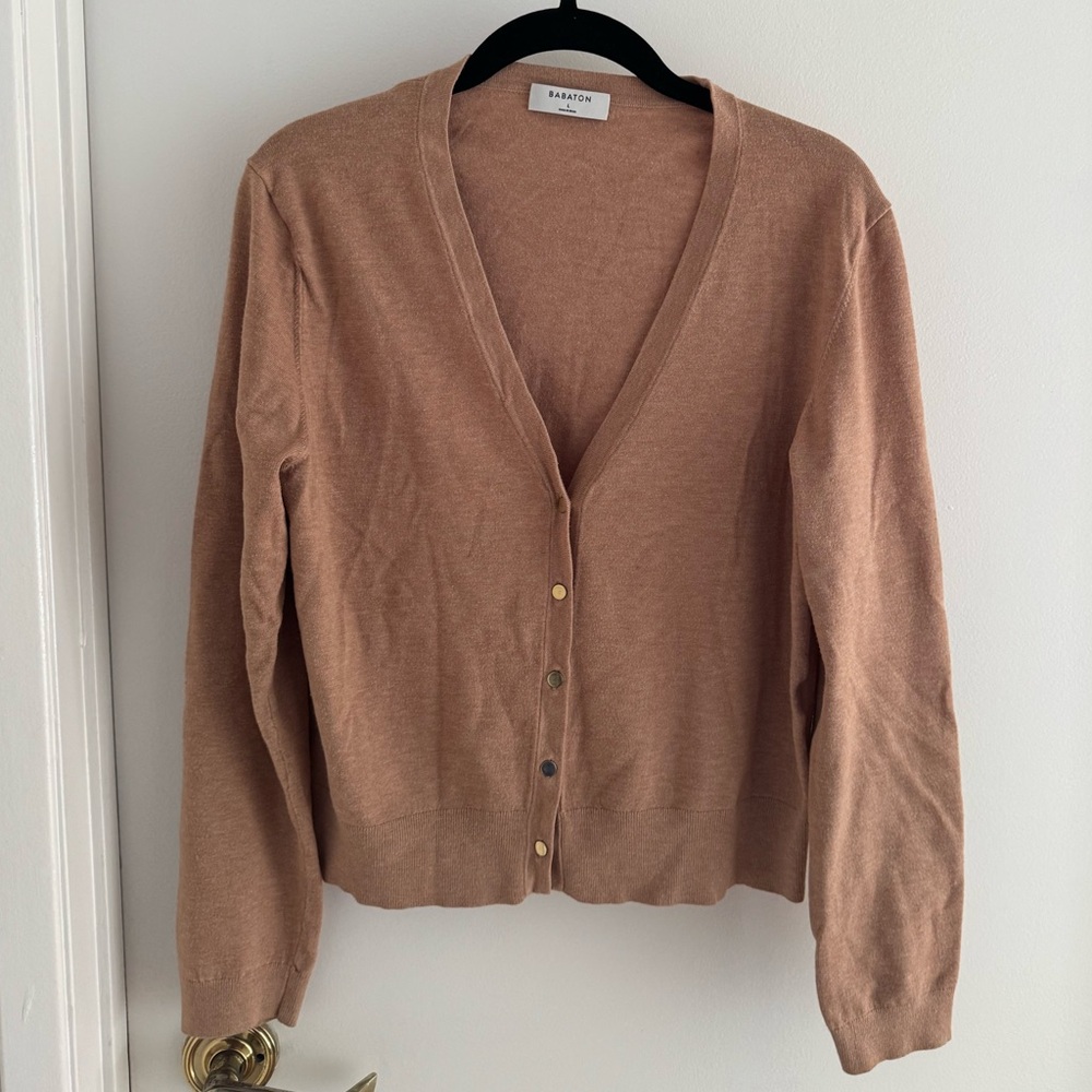 Aritzia Babaton Tan Cardigan Sweater
